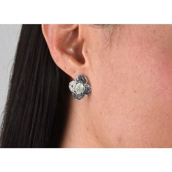 New~Carolyn Pollack Genuine Prehnite Gemstone Button Earrings~.925 Sterling - Picture 3 of 5